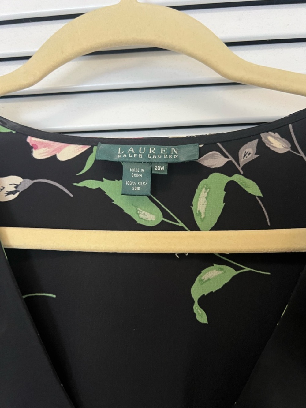 Lauren Ralph Lauren Black Floral Ruffle V-Neck Blouse - Picture 2 of 5